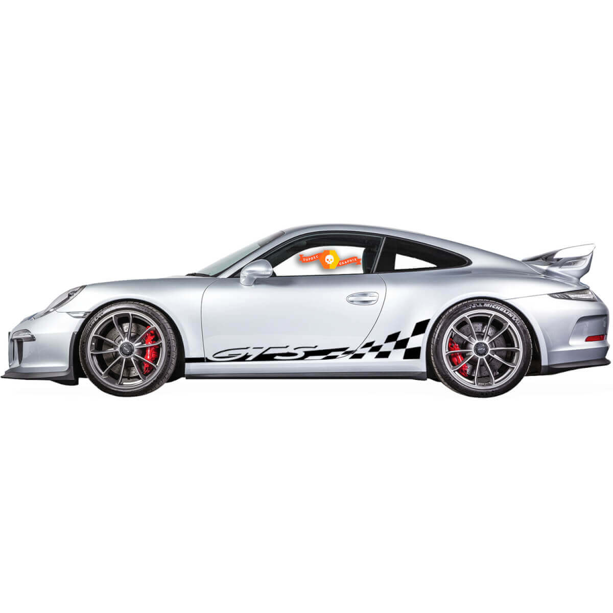 2 Porsche 911 GT3 RS GTS panneau à bascule côté damier drapeau rayures portes Kit autocollant autocollant
