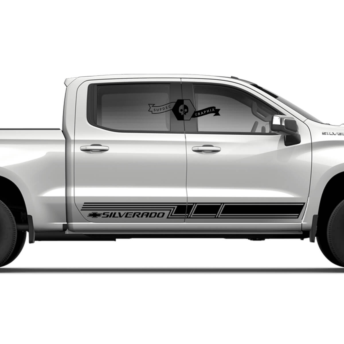 Paire Chevrolet Silverado Side Rocker Panel Logo NOUVELLES portes Stripe Line Vinyl Decal Sticker