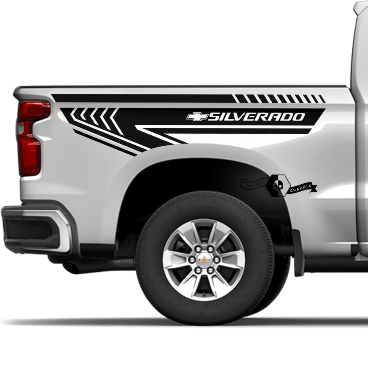 Paire Chevrolet Silverado 2022+ 2023 Autocollant en vinyle pour logo de bande latérale de benne
