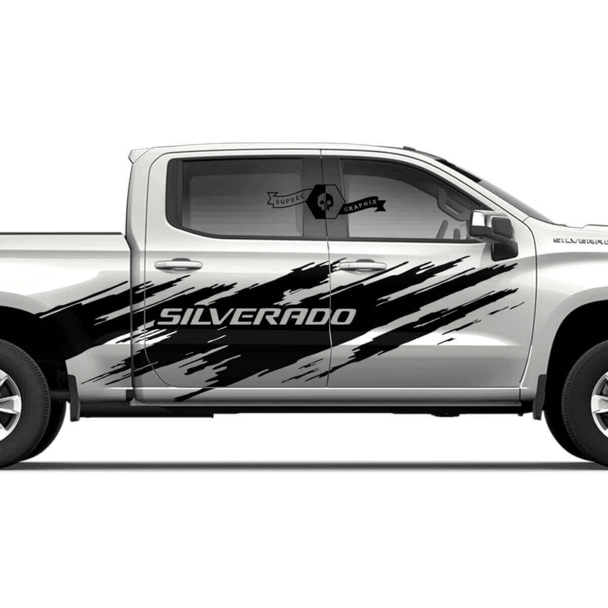 Autocollant vinyle graphique éclaboussures de boue pour portes latérales Chevrolet Silverado