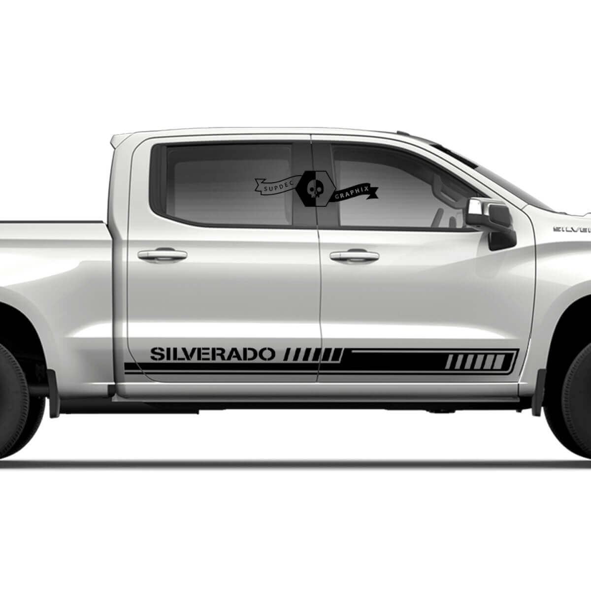 Paire de bandes de vinyle autocollant pour panneau latéral Chevrolet Silverado ARMY
