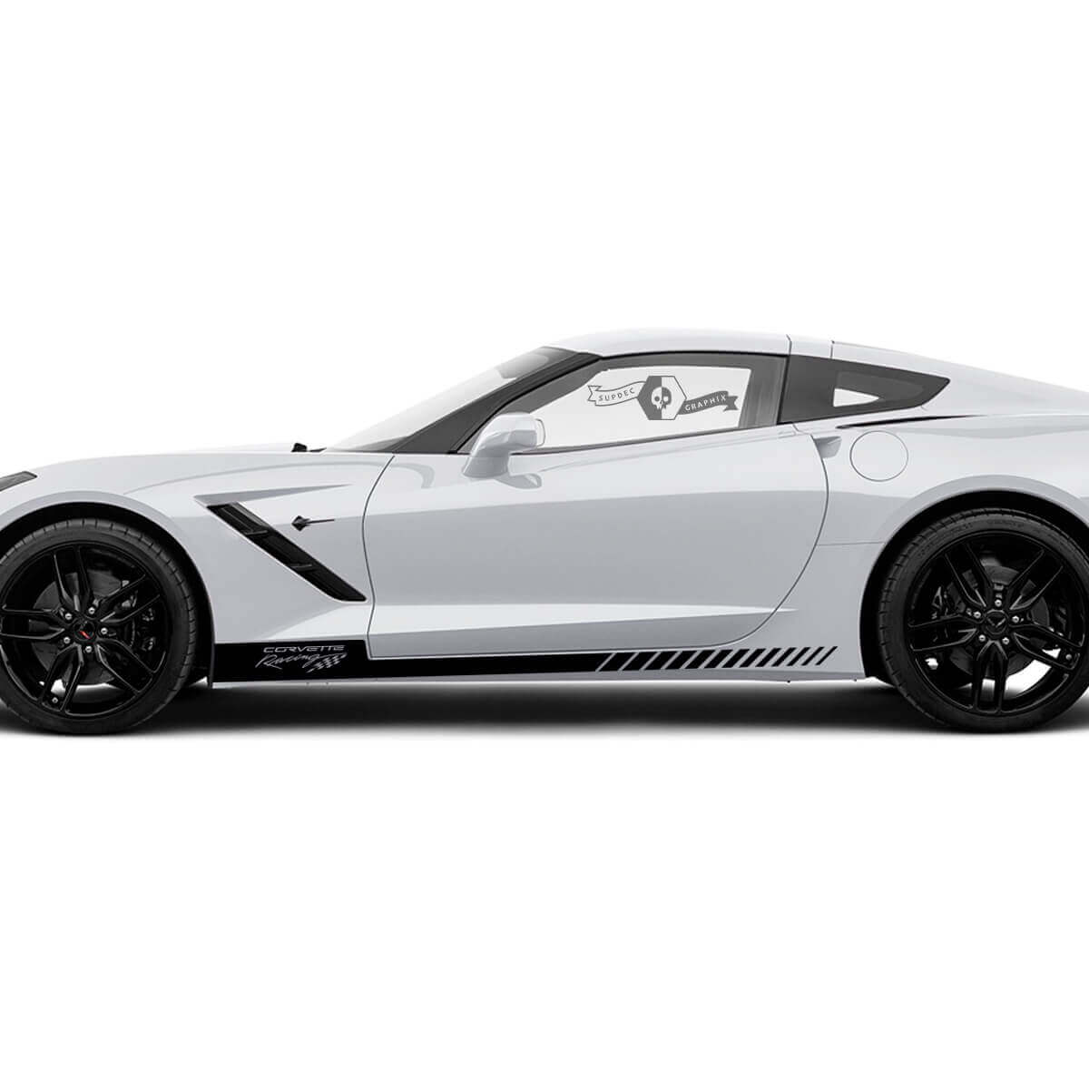 Autocollants en vinyle à rayures de drapeau de course pour bas de caisse Chevrolet Corvette