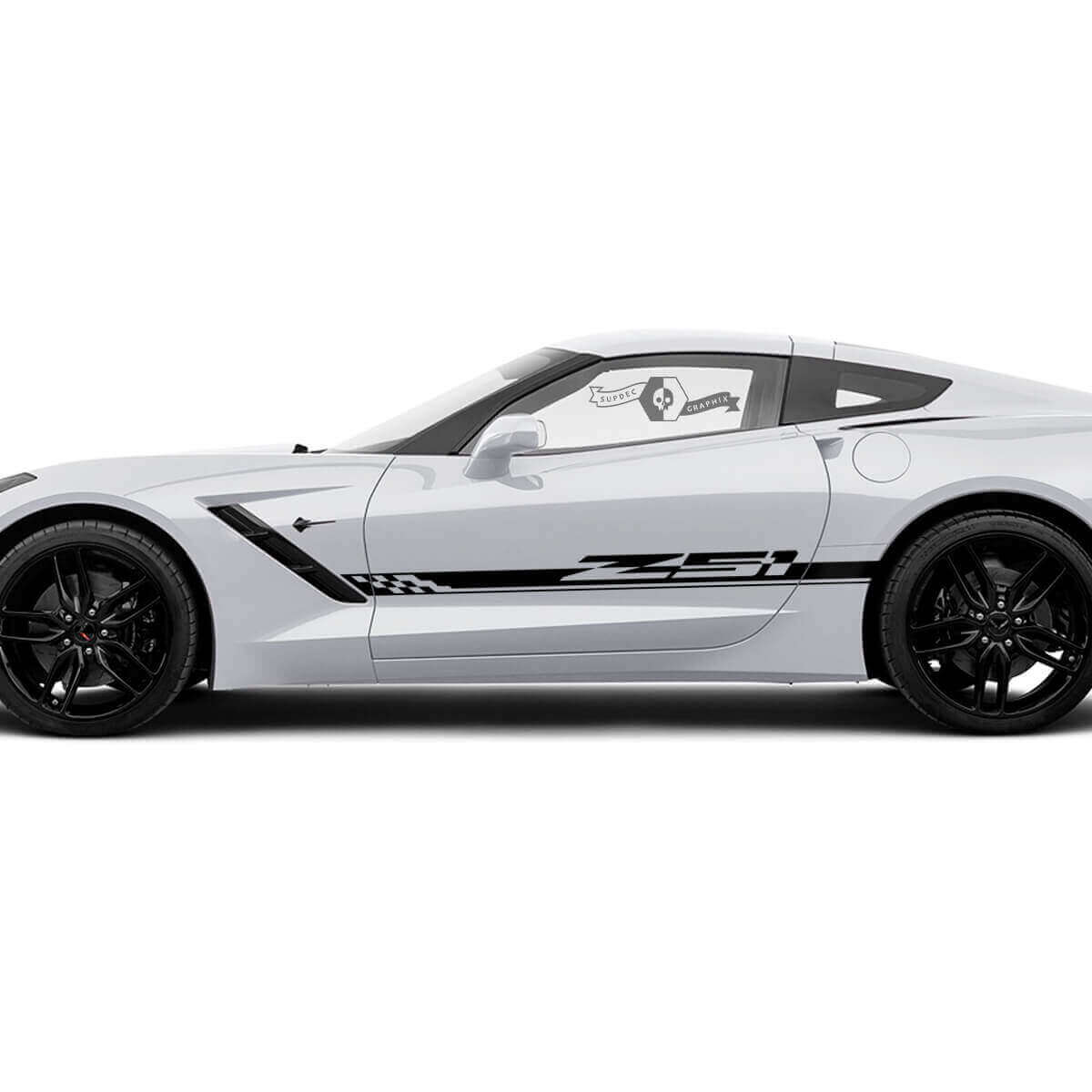 Autocollants en vinyle bande latérale drapeau à damier Chevrolet Corvette Z51