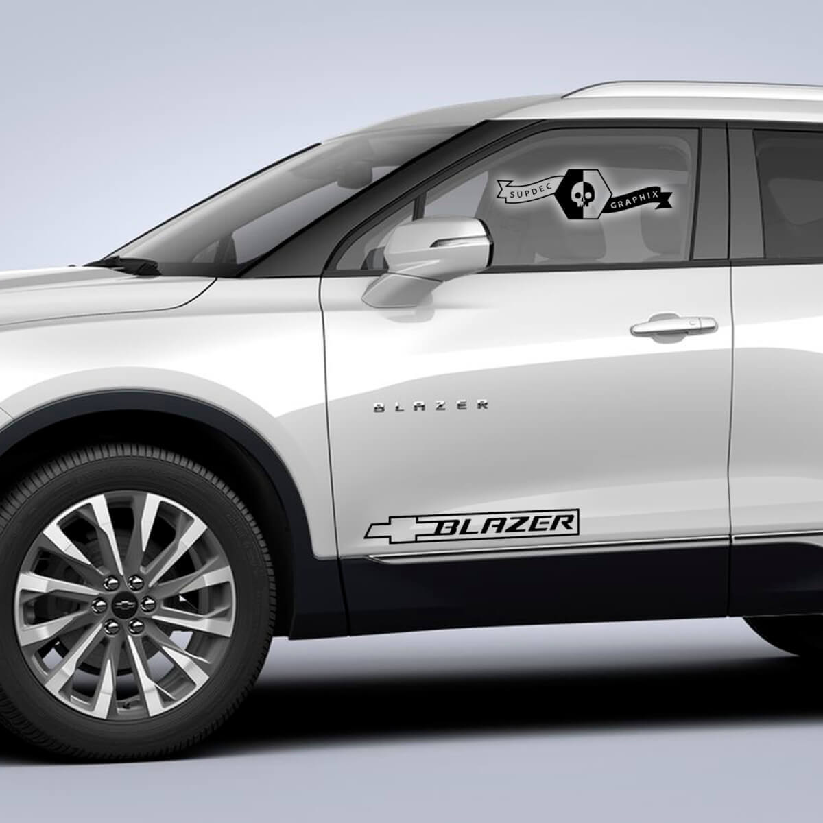 2x Chevrolet Blazer 2023 Portes latérales Shadow Trim Vinyl Decal Sticker
