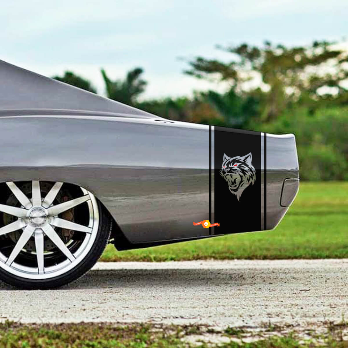 Kit d'autocollants en vinyle style rayures Wildcat pour bas de caisse Dodge Charger 1968-70