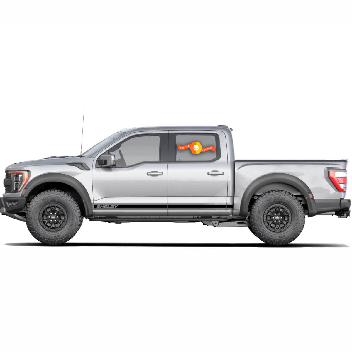 Paire Ford F-150 Raptor Shelby 2022 2023+ Portes latérales Lignes graphiques Set Secal Stripe de logo