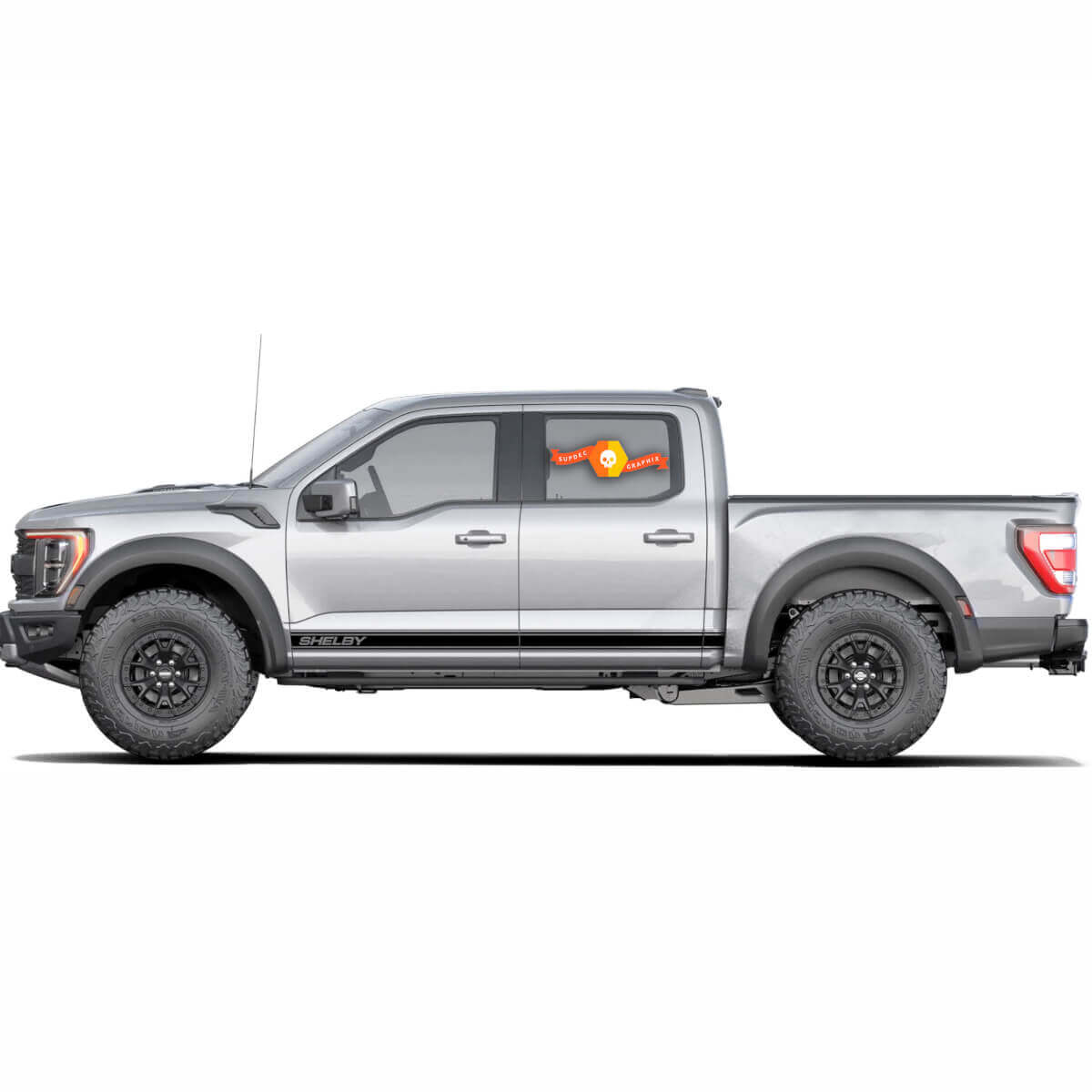 Paire d'autocollants vinyles bandes latérales inférieures style Shelby pour Musclecar camion 2022-23