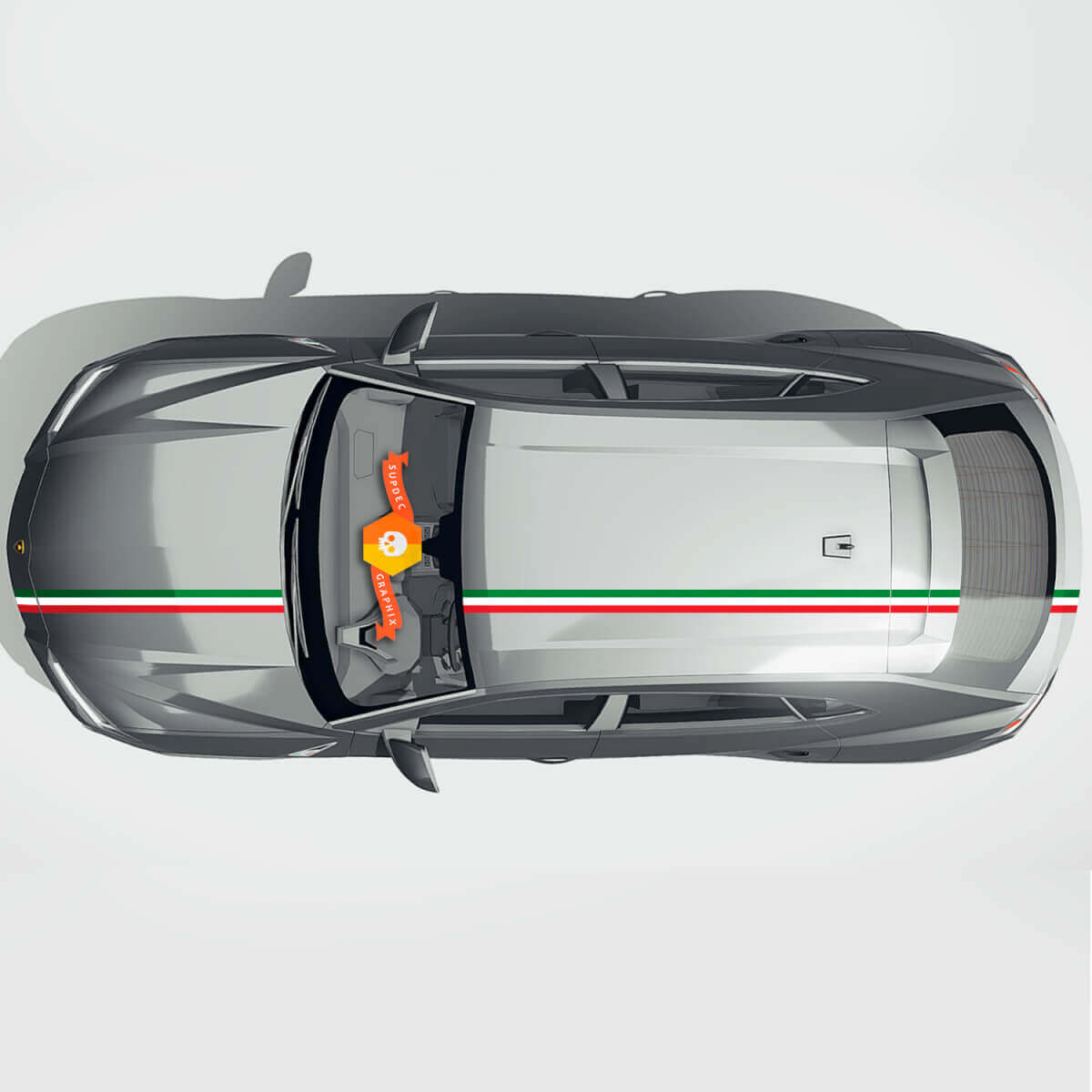 Kit de décalcomanies autocollantes en vinyle avec bande drapeau italien pour capot et toit Lamborghini Urus 2021-2023
