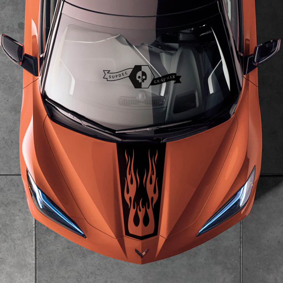 2020 2022 2023 Chevrolet Corvette C8 Stingray Hood Flames New Decal Stripes