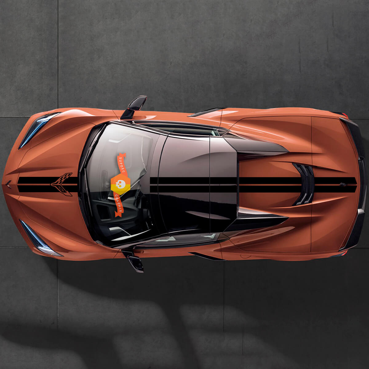 2020 2022 2023 Chevrolet Corvette C8 Stingray Capot Toit Arrière Rayures Corvette Racing Drapeaux Autocollant Rayures Autocollantes
