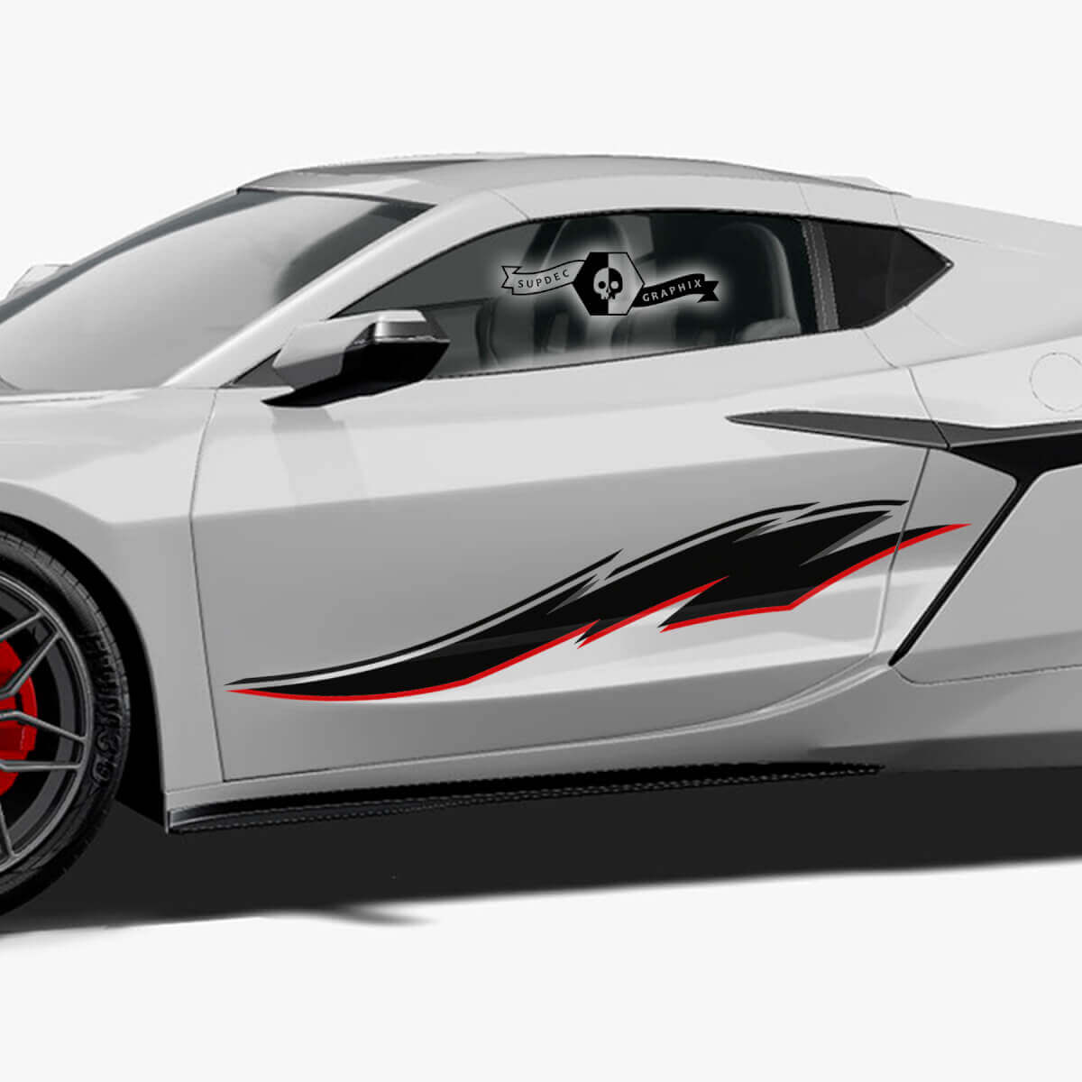 2x Chevrolet Corvette Z06 Portes Latérales Rayures Stingray 2 Couleurs Garniture Vinyle Autocollant Autocollant
