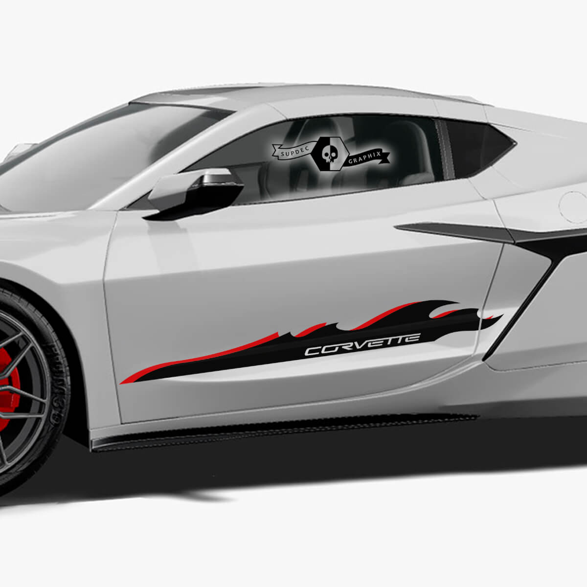 2x Chevrolet Corvette Z06 portes latérales rayures Stingray 2 couleurs garniture Logo vinyle autocollant autocollant
