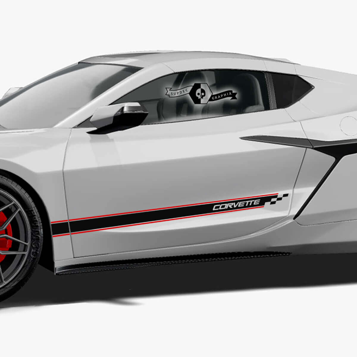 Kit de décalcomanies en vinyle à rayures latérales à damier pour Chevrolet Corvette