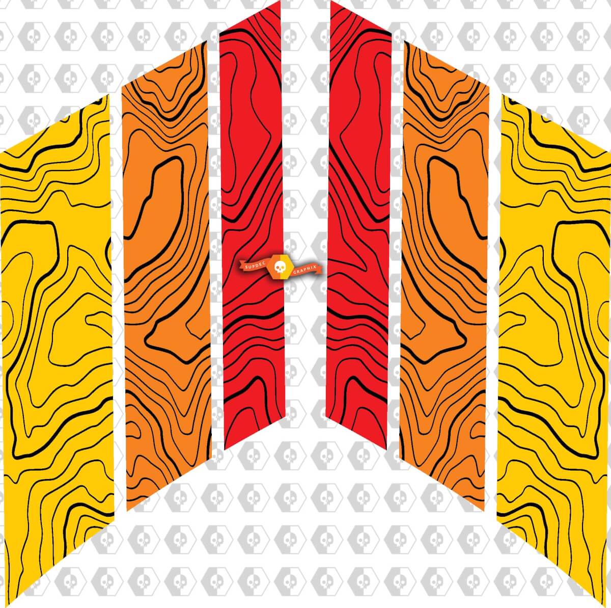 Paire de trois couleurs à l'ancienne Toyota TRD Contour Carte Stranges Side Vinyl Stickers Stickers for Toyota Tundra - Trois couleurs extérieures avec fond