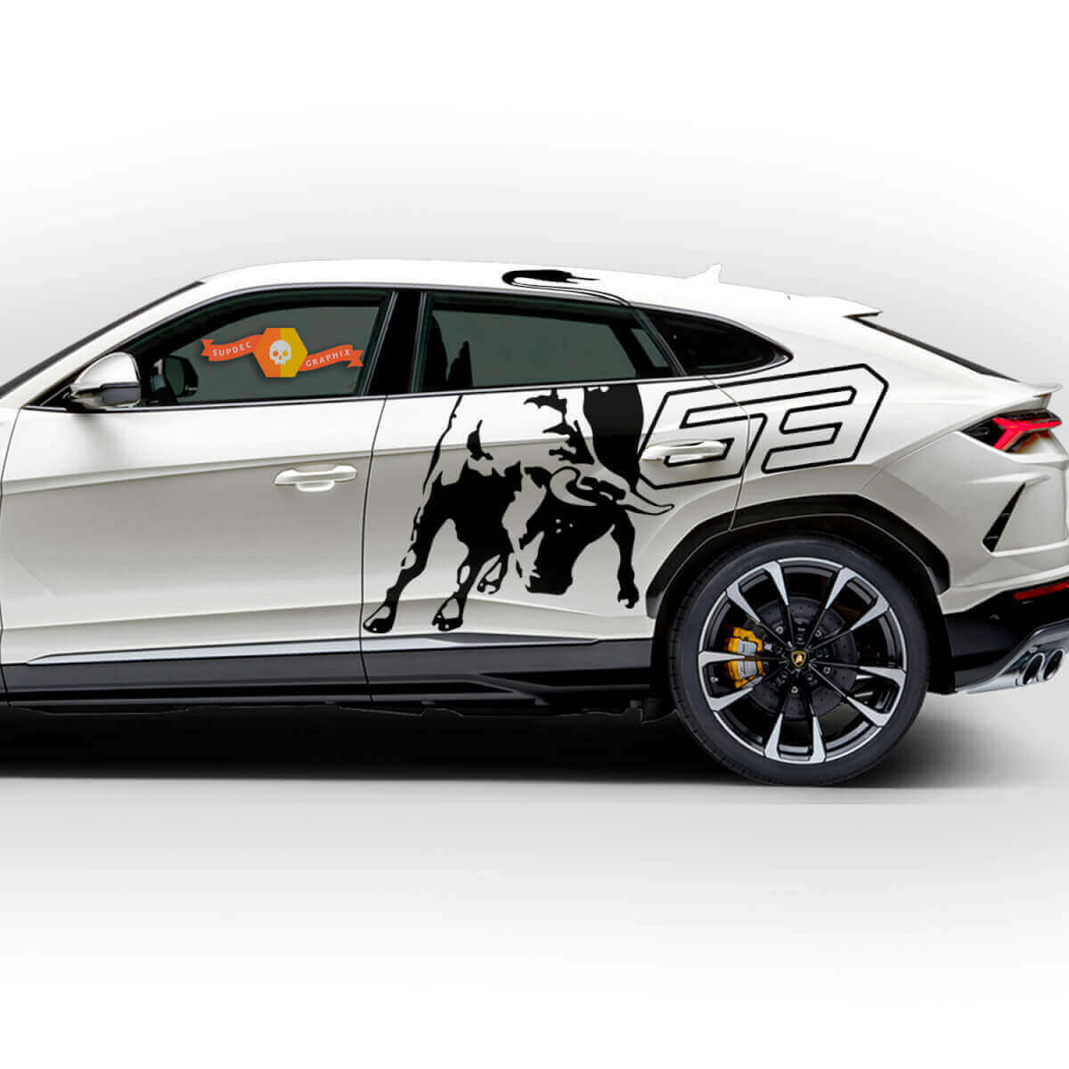 Kit d'autocollants en vinyle latéraux Bull 63 pour Lamborghini Urus 2021-2026