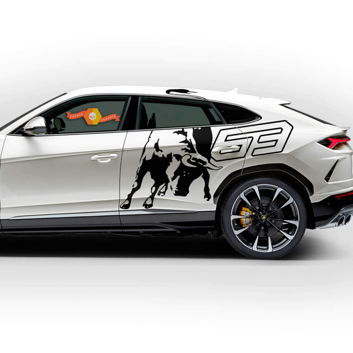 Paire Lamborghini Urus 2021 2022 2023 Autocollant Vinyle Logo Wrap Splash Sticker Graphique de Portes Latérales
