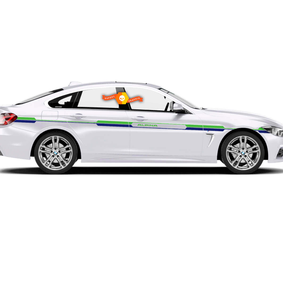 Ensemble de bandes latérales de course ALPINA pour BMW séries 3 et 4 BMW 4 BMW 3 Autocollant en vinyle Sticker Graphics 2 couleurs
