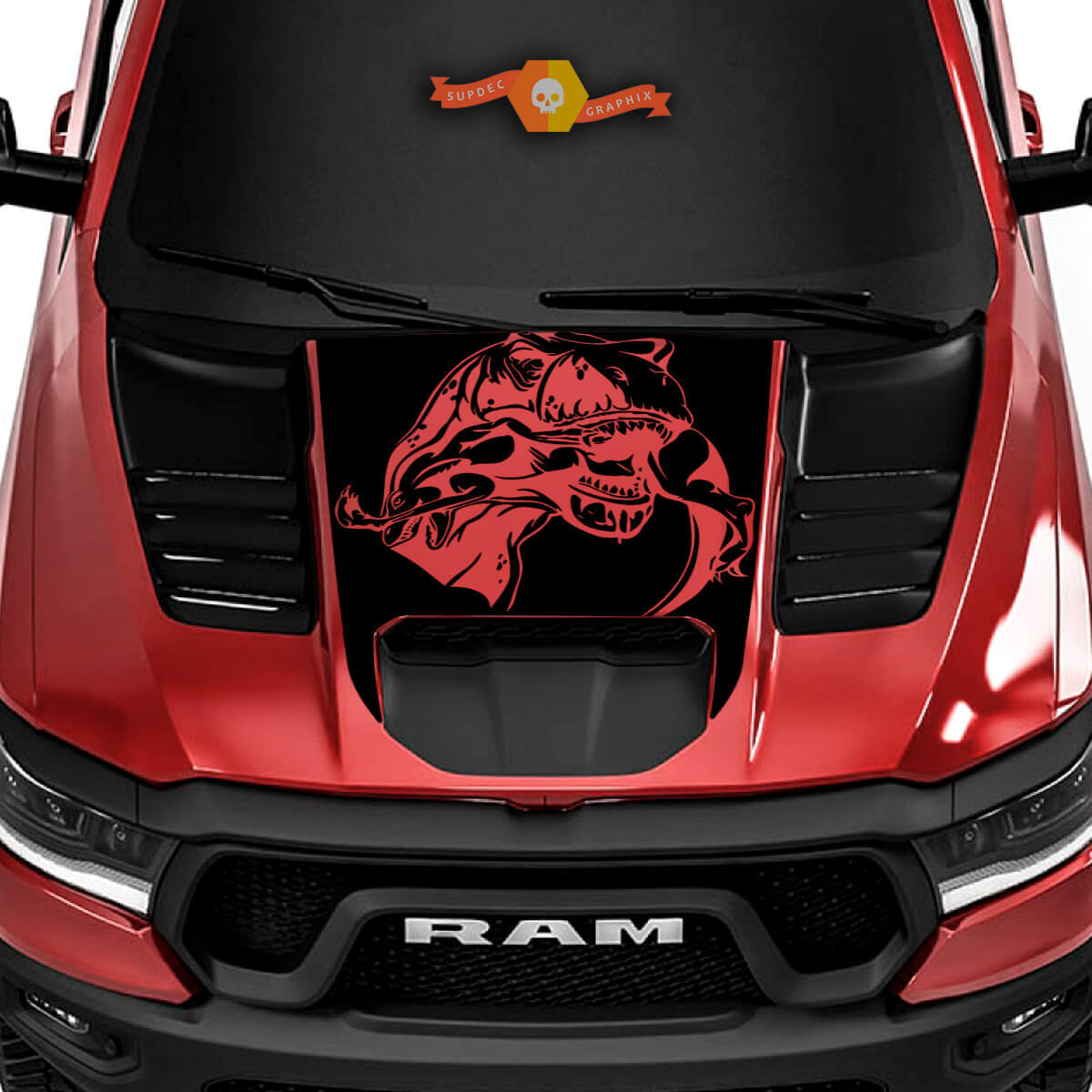 Autocollant en vinyle capot Dinosaure T-Rex pour Dodge Ram 1500 TRX
