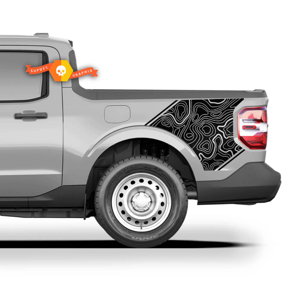 Paire Musclecar MAVERICK 2022 2023 FX4 Graphiques Décalcomanies Autocollants Décalcomanies Côté de la Benne Carte Topographique Autocollants Maverick Côté de la Benne Camion
