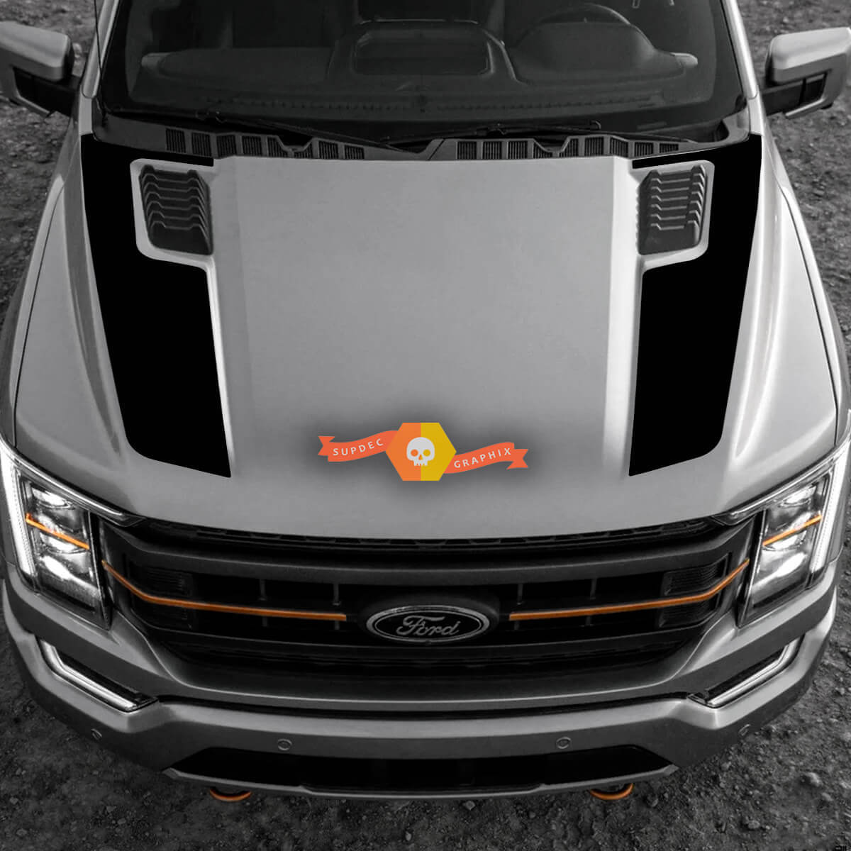 Autocollants vinyle bandes doubles sur capot pour Musclecar truck Tremor 2022-2023