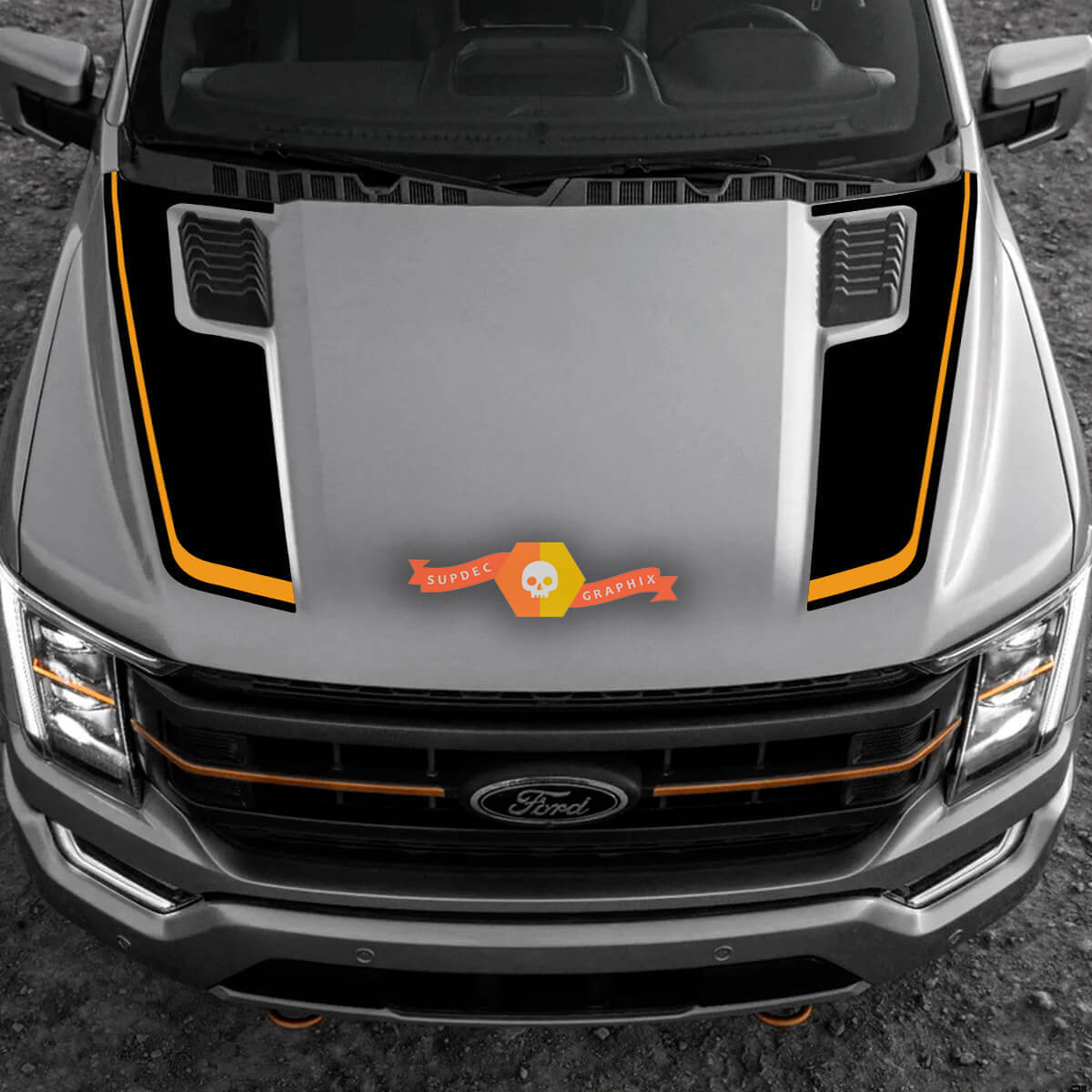 Autocollant vinyle double bande de capot pour Musclecar F-150 Tremor 2022-2023