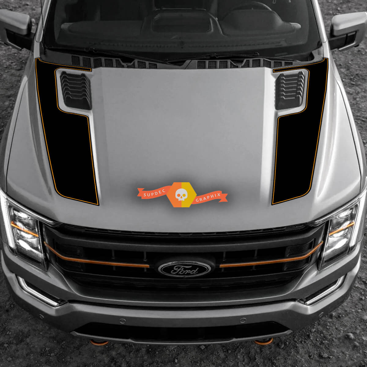 Kit de décalcomanies en vinyle à rayures doubles pour capot pour Musclecar F-150 Tremor 2022-2023