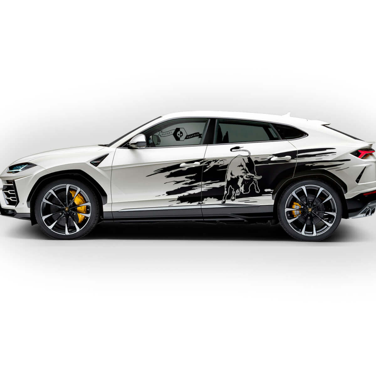 Paire Lamborghini Urus 2021 2022 2023 Autocollant Vinyle Logo Détruit Sticker Graphique Décalque Splash Portes Latérales
