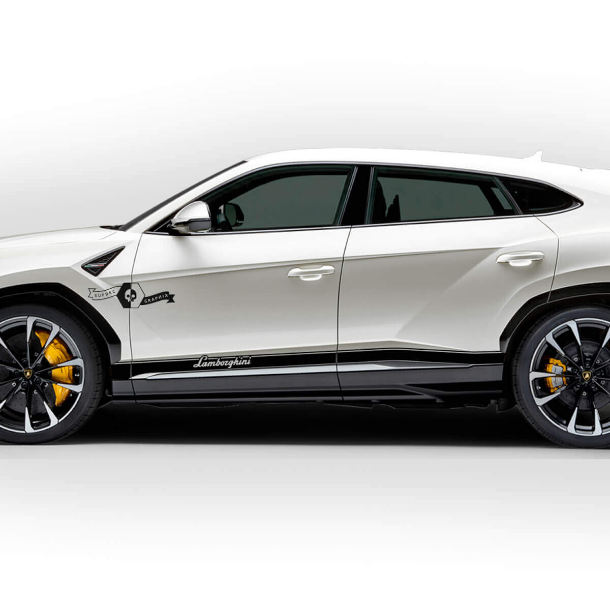 Paire de bandes de vinyle autocollant pour panneau latéral de portes Lamborghini Urus 2021 2022 2023
