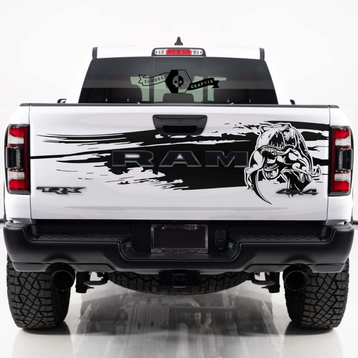 Autocollant en vinyle T-Rex éclaboussures de boue pour hayon Dodge Ram TRX