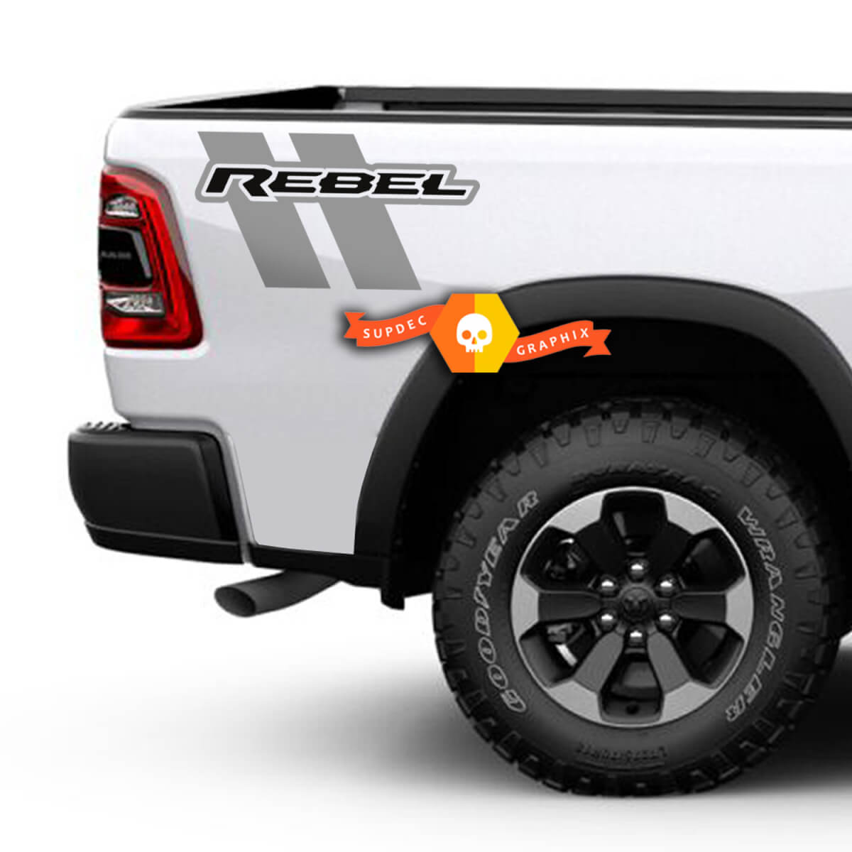 Paire de RAM 1500 Rebel Hash Hashside Logo Vinyl Two Colors Decs Stickers Graphics