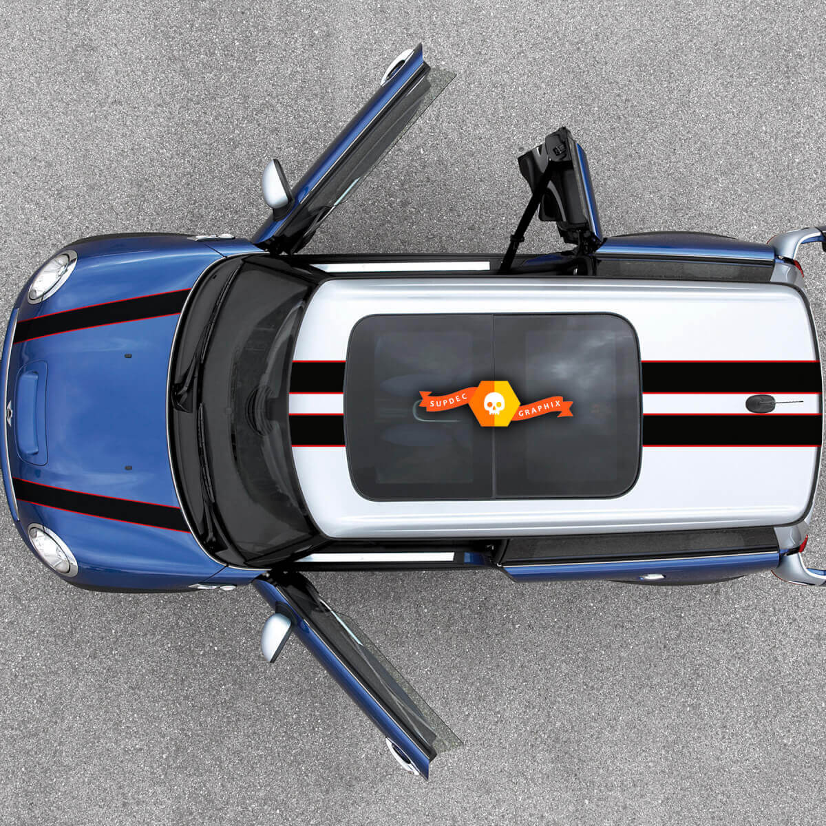 Autocollant Vinyle Double Course pour Capot Toit MINI Cooper 2007-2013