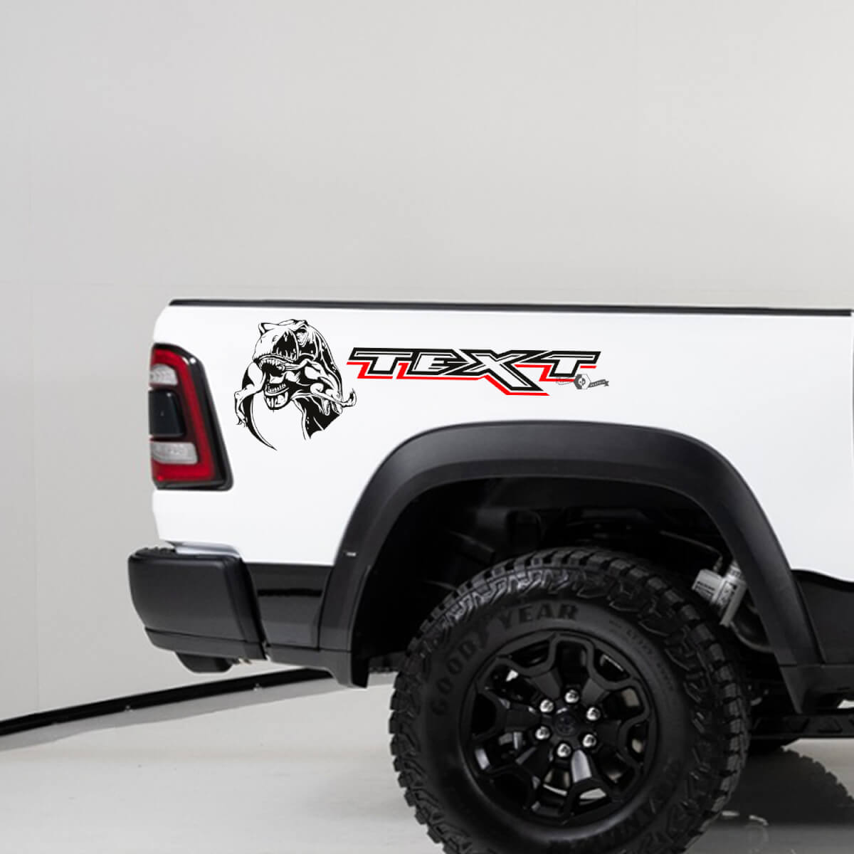 Autocollants Vinyle Arrière Latéraux Dinosaure Mangeur TRX pour Dodge Ram TRX