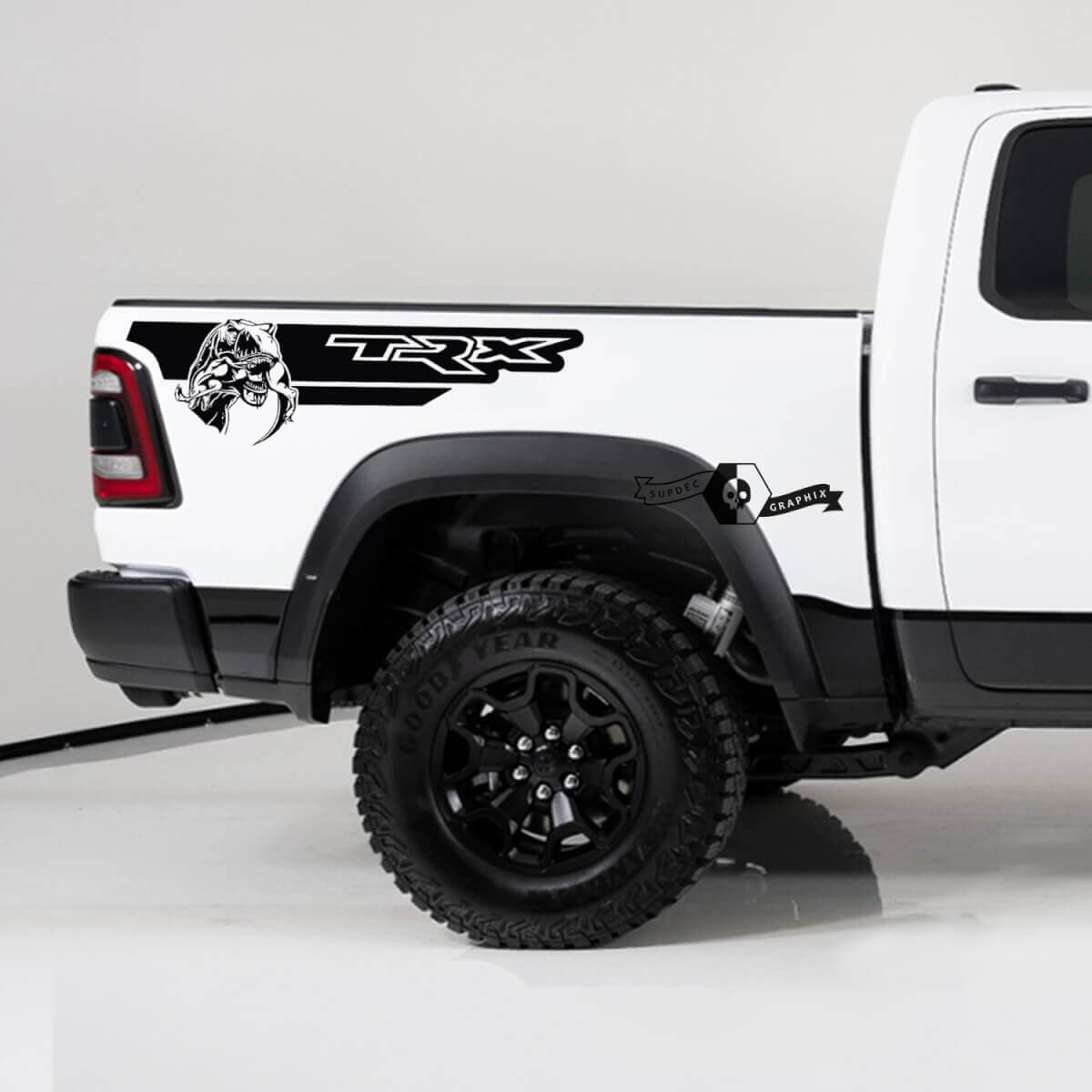 Autocollants en vinyle bandes latérales arrière style TRX pour Dodge Ram 1500