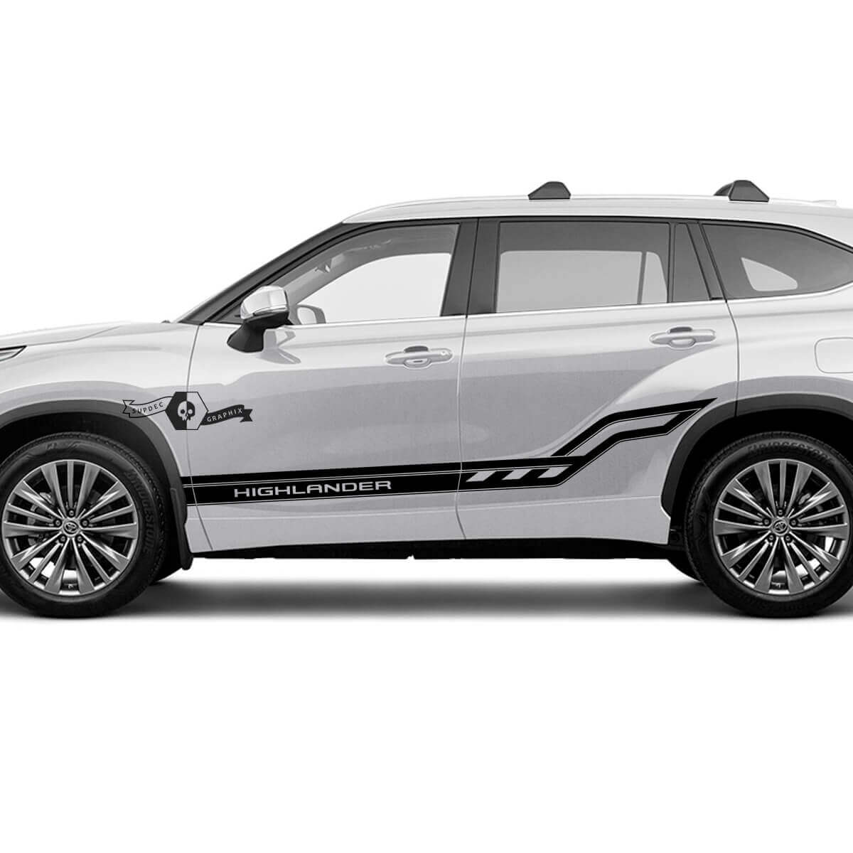 Paire Toyota 2020 Highlander Doors Bed Side Trim Decal Graphic Sticker Side Stripe Kit
