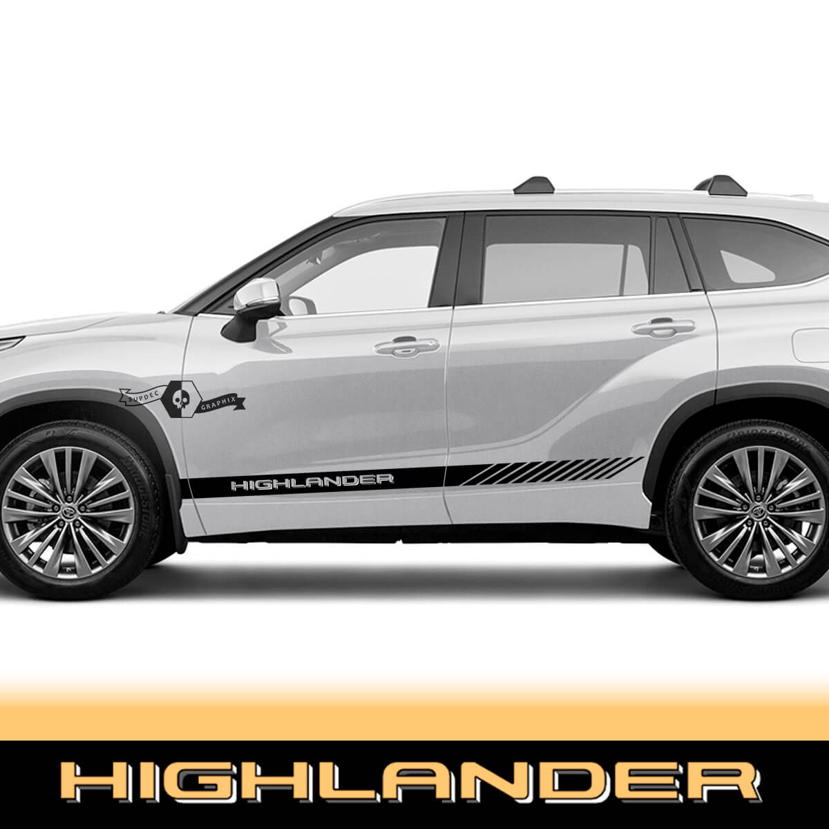 Paire Toyota 2020 Highlander Doors Bed Side Slanting Lines Sticker Graphic Sticker Side Stripe Kit
