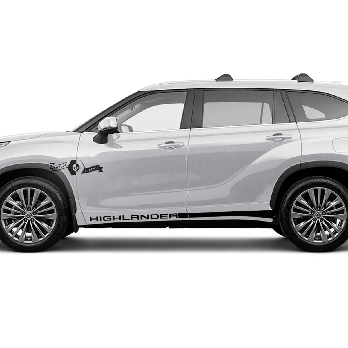 Paire Toyota 2020 Highlander Doors Bed Side Slim Rocker Panel Sticker Graphic Sticker Side Stripe Kit
