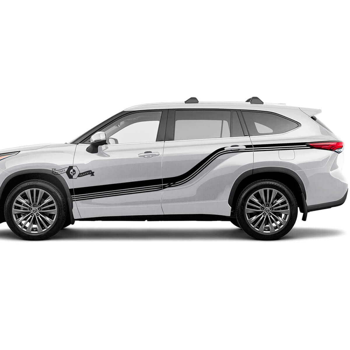 Paire Toyota 2020 Highlander Doors Bed Side Body Lines Sticker Graphic Sticker Side Stripe Kit
