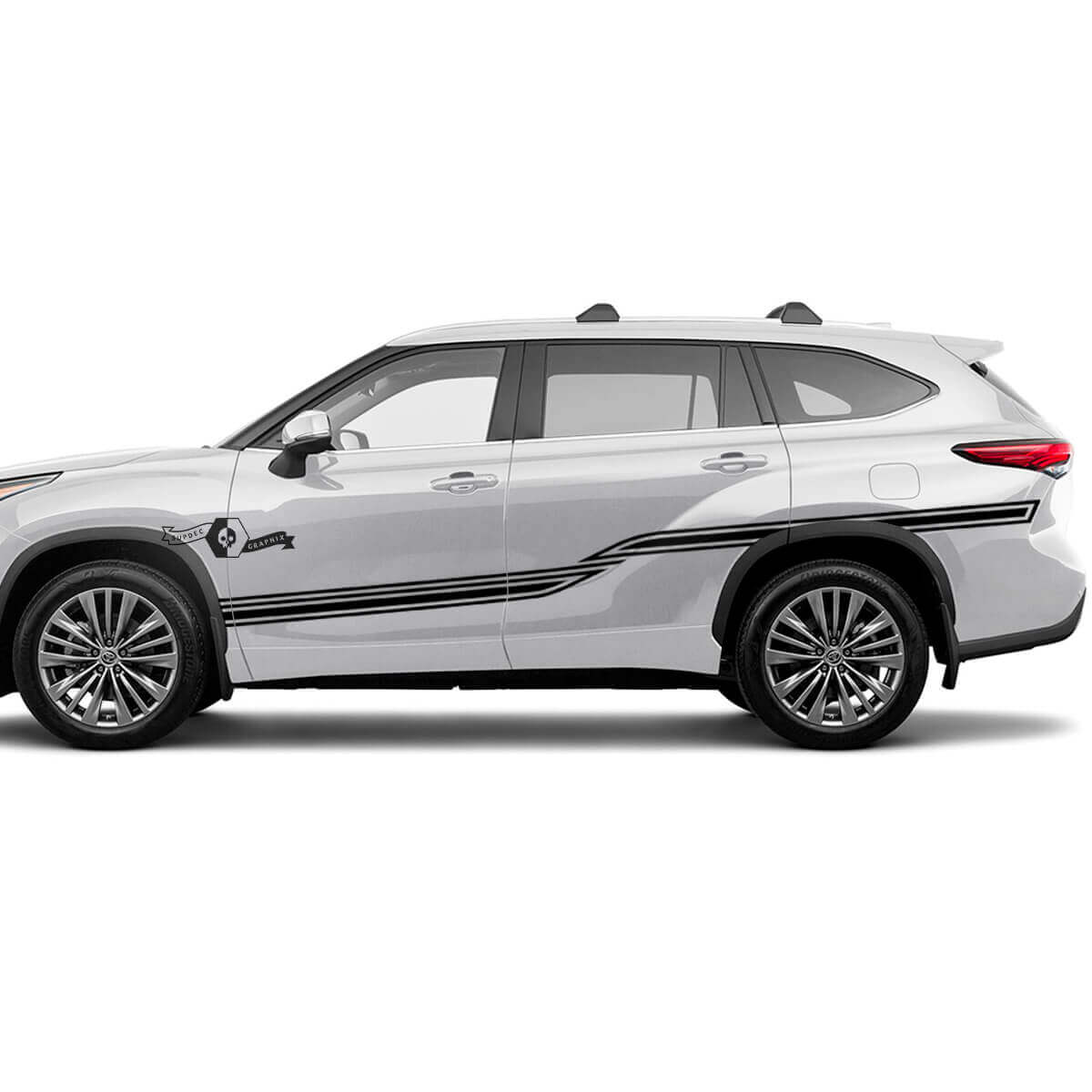 Paire Toyota 2020 Highlander portes lit côté corps lignes garniture autocollant graphique autocollant côté bande Kit

