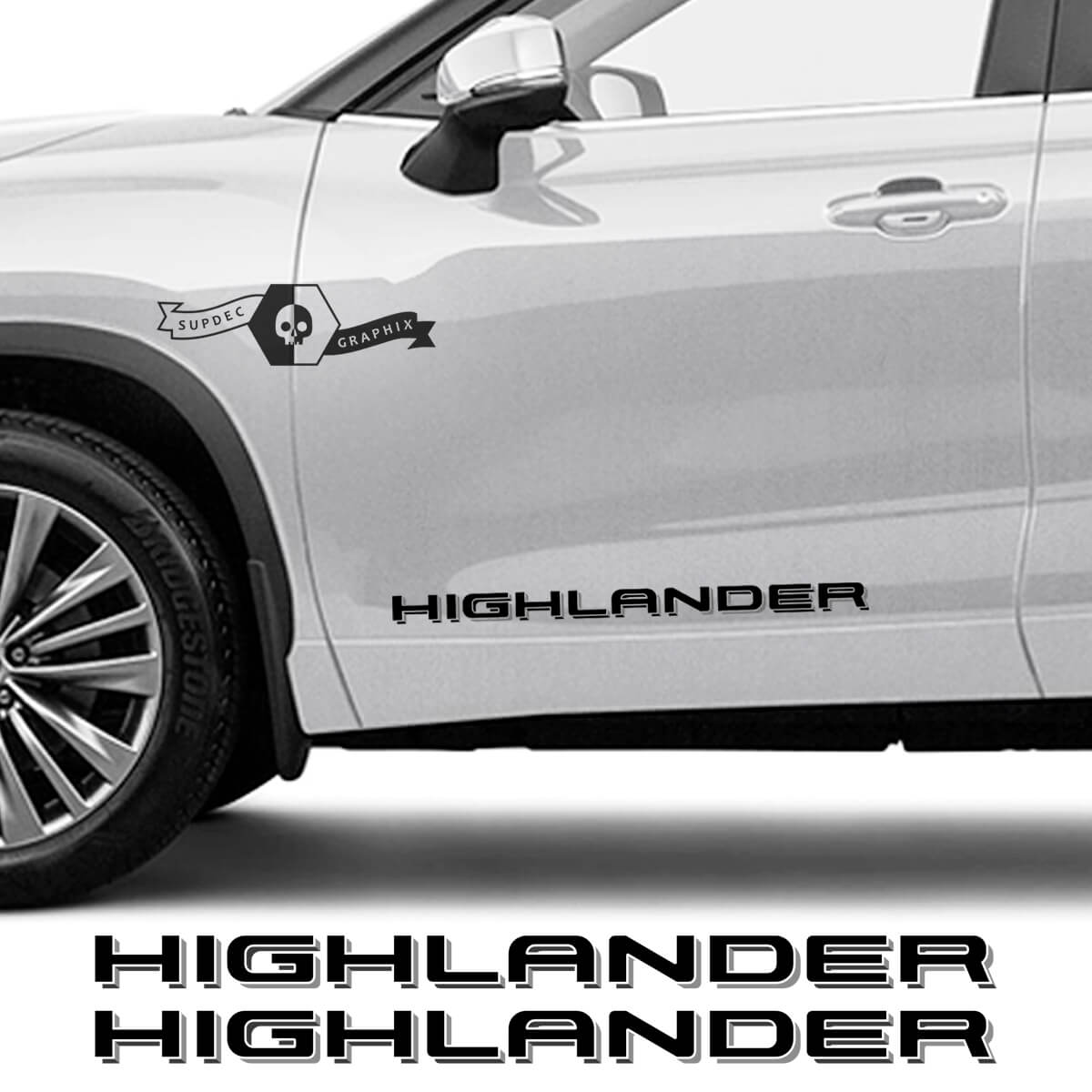 Paire d'autocollants graphiques pour portes Toyota Highlander 2020
