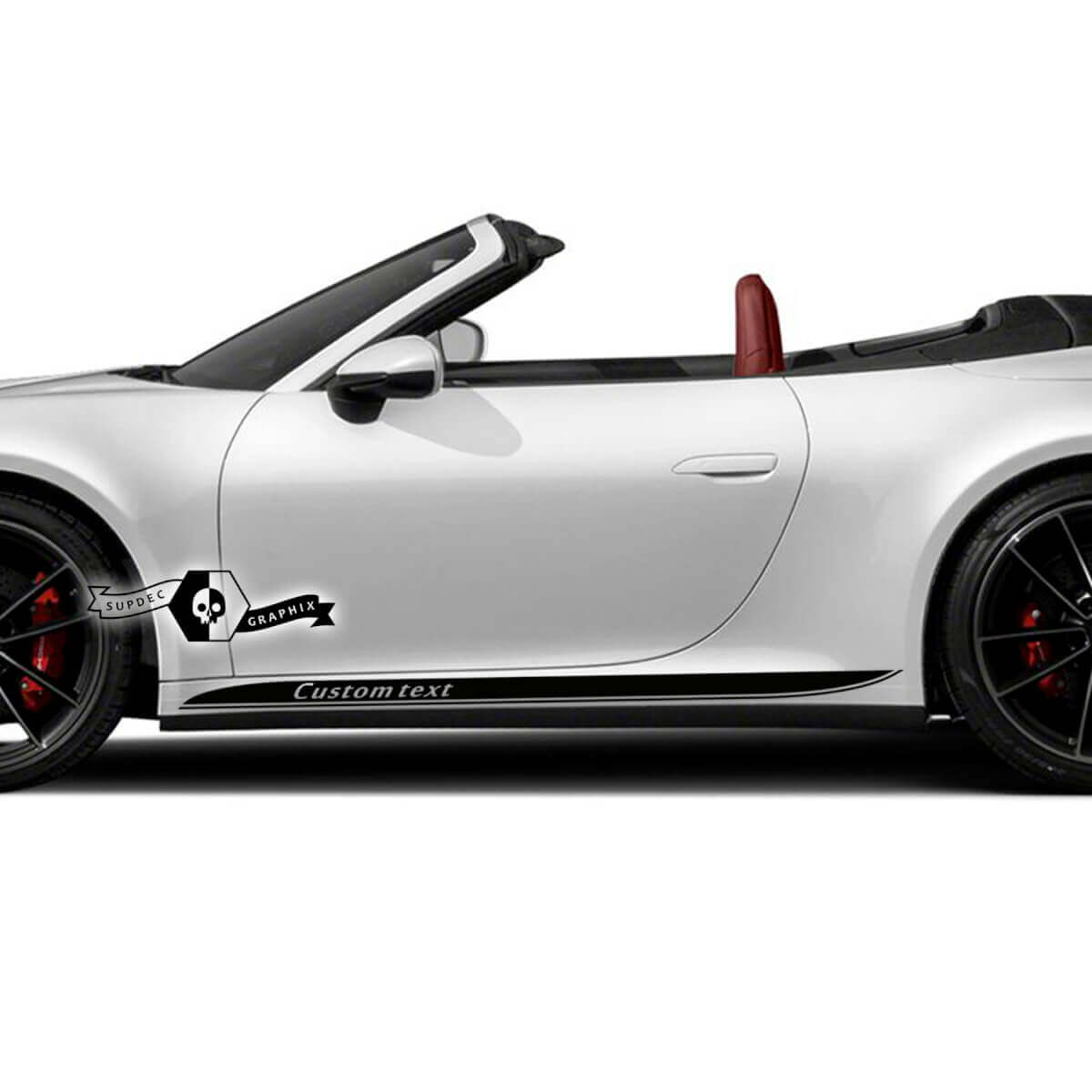 2 Nouvelle Porsche 911 Porsche Carrera Rocker Panel Side Line Slim Stripes Doors Up Kit Sticker Sticker Texte personnalisé
