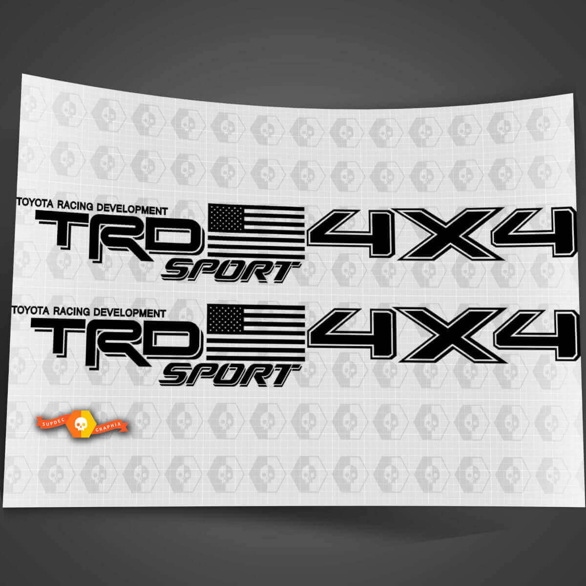 Paquet de 2 autocollants latéraux en vinyle TRD Sport USA Flag 4x4 pour Toyota Tacoma