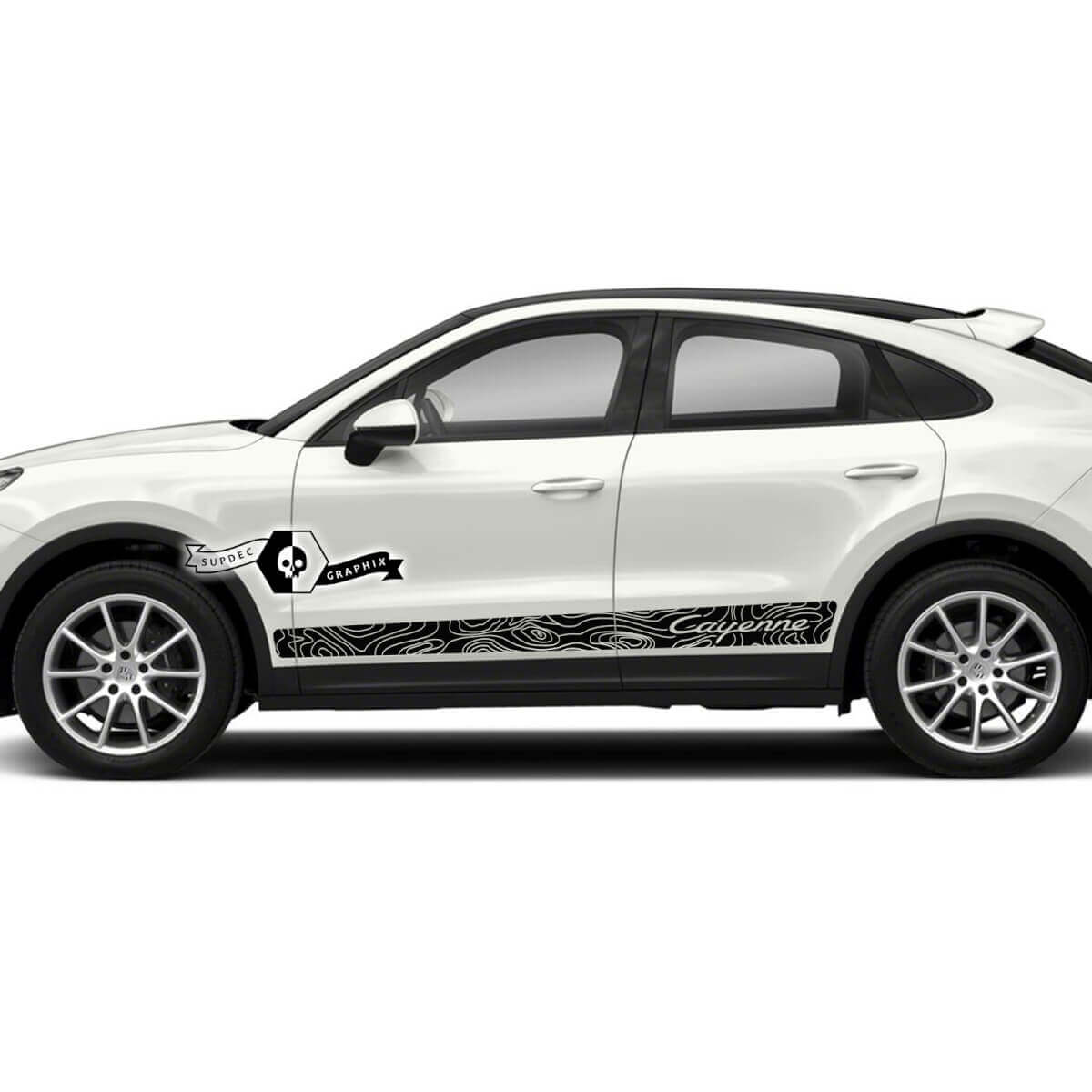 Porsche Cayenne S GTS Turbo Turbo Side Stripes Portes Rocker Panel Stickers Contour Map Stickers 2003 -- 2023 présent
