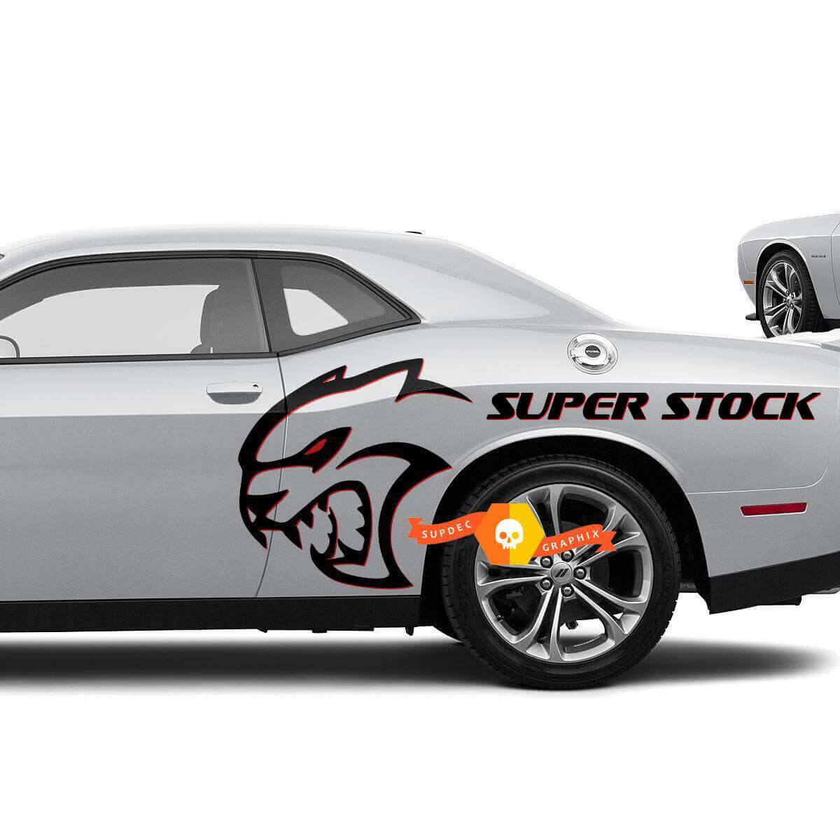 Autocollants latéraux en vinyle Hellcat Super Stock pour Dodge Challenger ou Charger