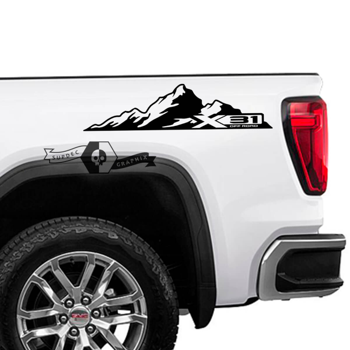 GMC 2023 Sierra 1500 PRO SLE ELEVATION SLT Pickup Truck GM X31 Montagnes tout-terrain 4x4 Autocollants
