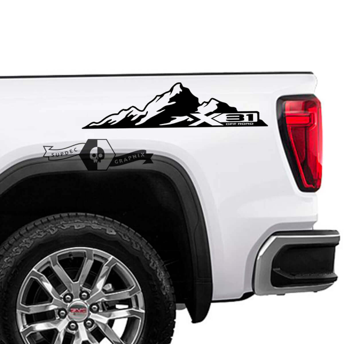 Autocollants Vinyle X31 Off Road Mountain Side pour GMC Sierra 1500 2023