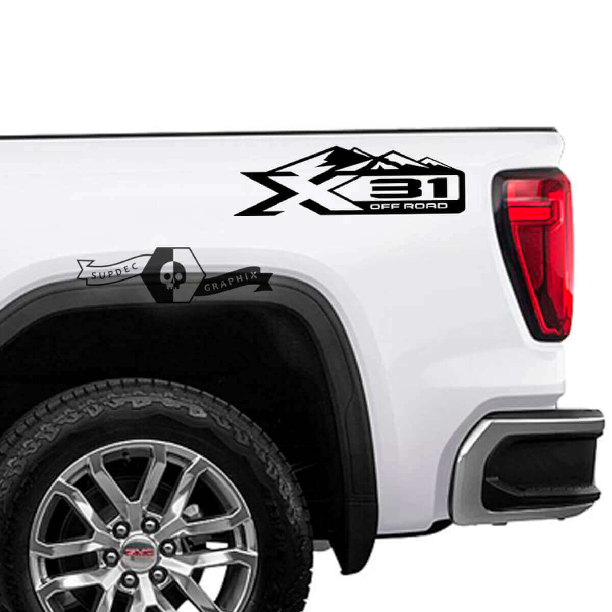 Autocollants latéraux en vinyle style montagne tout-terrain X31 pour GMC Sierra 1500