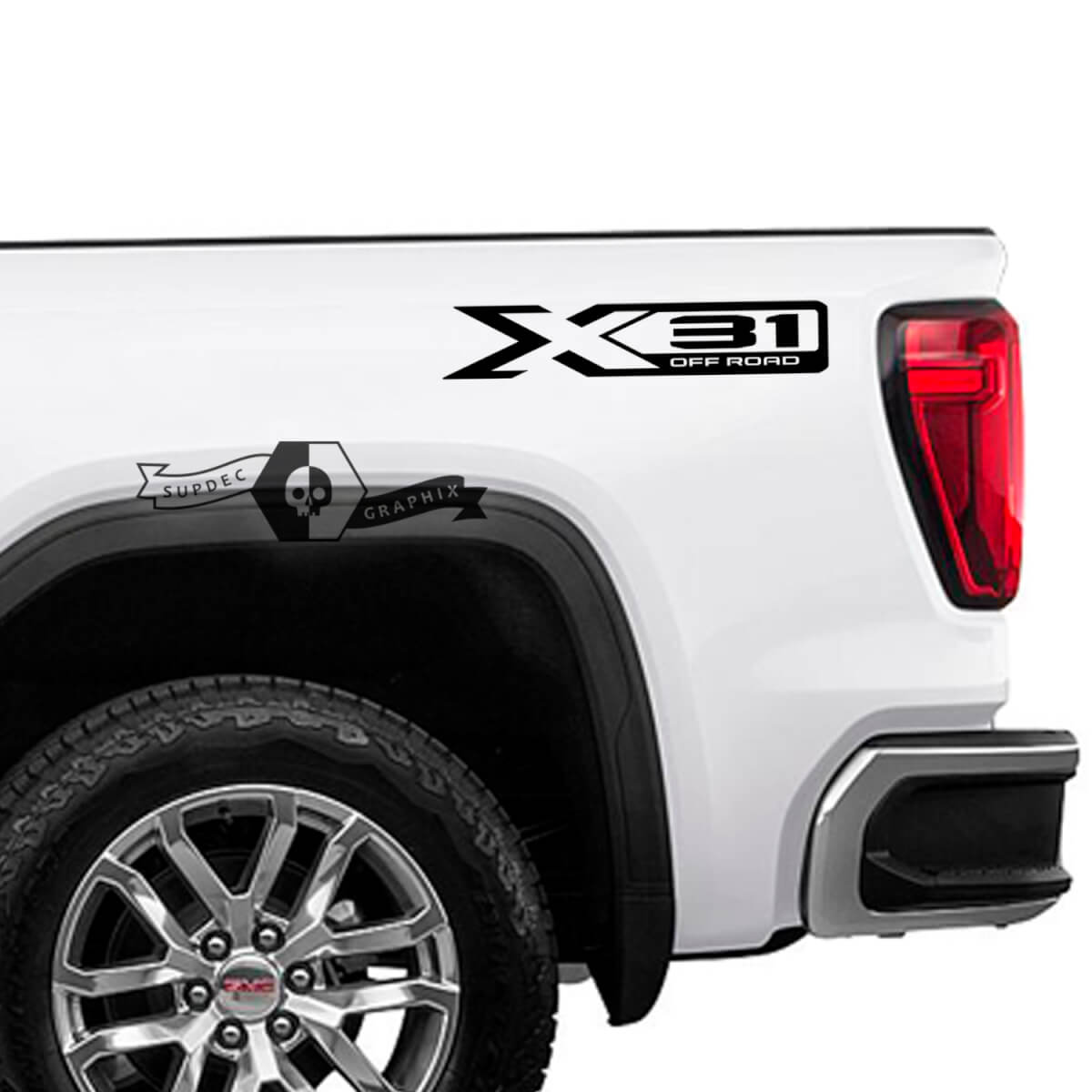 X31 GMC 2023 Sierra 1500 PRO SLE ELEVATION SLT Pickup Truck GM X31 tout-terrain 4x4 Autocollants
