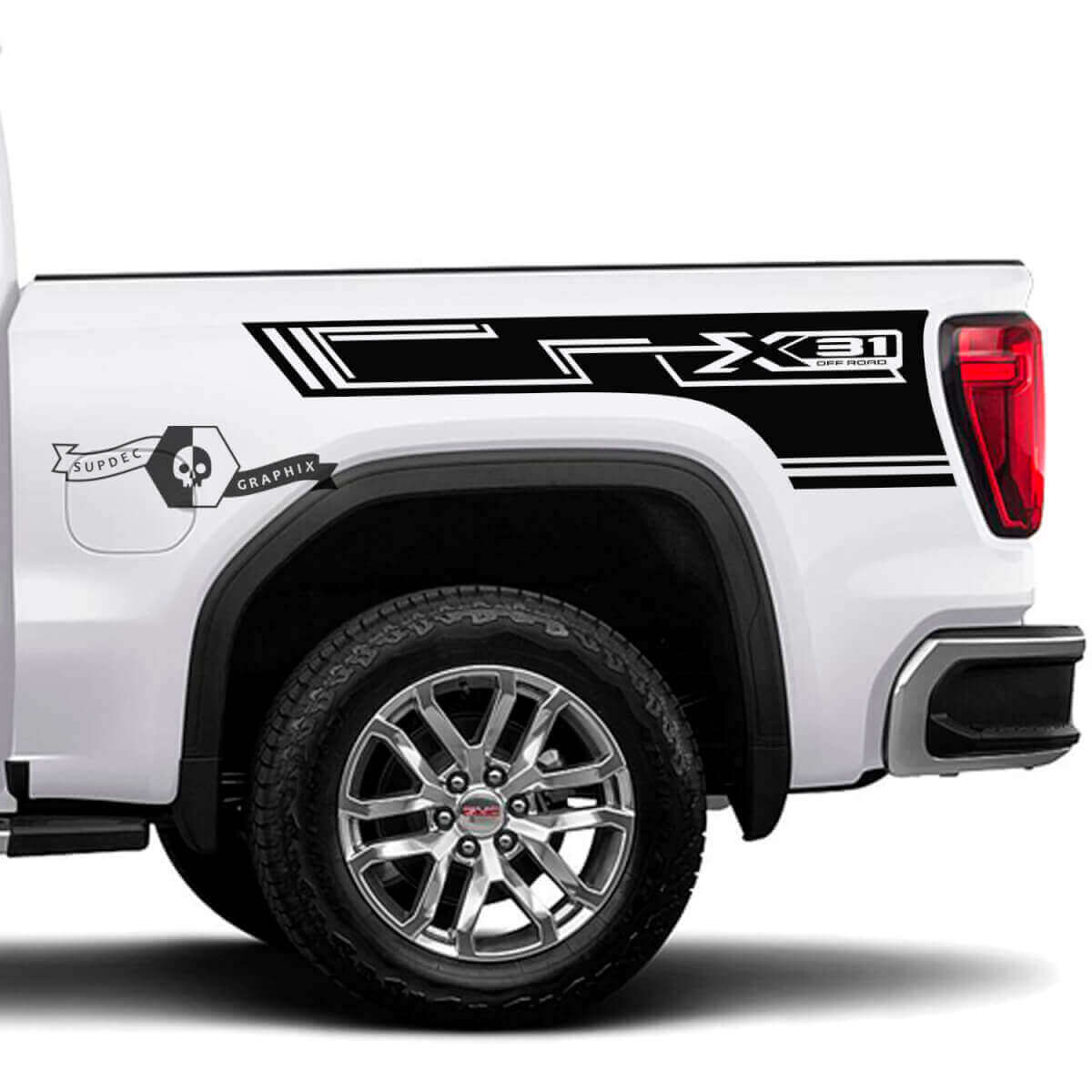 Kit de décalcomanies vinyle géométriques pour côtés de benne X31 Off Road pour GMC Sierra 1500 2023