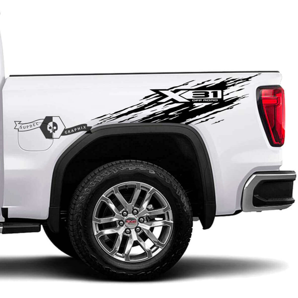 Kit de décalcomanies latérales en vinyle X31 Off Road Splash pour benne de GMC Sierra 1500