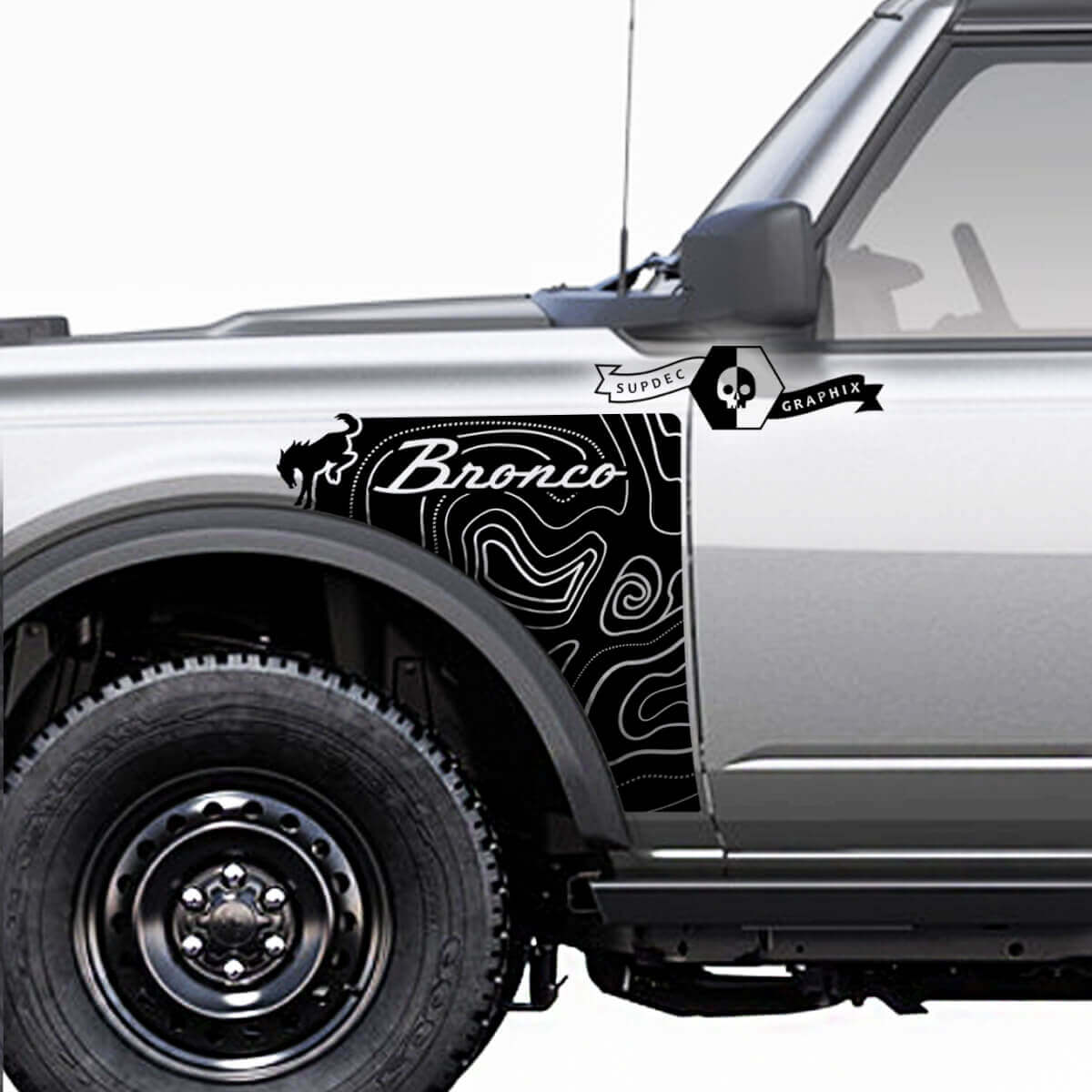 Kit de décalcomanies latérales en vinyle style topographique pour muscle car cheval